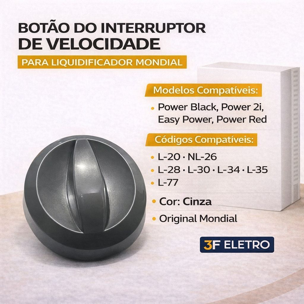Botão de Velocidade liga e desliga Liquidificador Mondial Power 2i, Easy Power, Power Red, Power Black