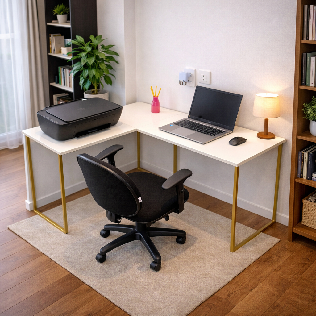 Escrivaninha Mesa de Canto Escritório Home Office em L Modelo Industrial Em Promoção