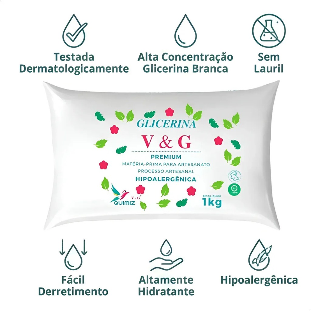 BASE GLICERINA HIPOLERGENICA PREMIUM QUIMIZ V&G - 1 kg em Oferta na Shopee