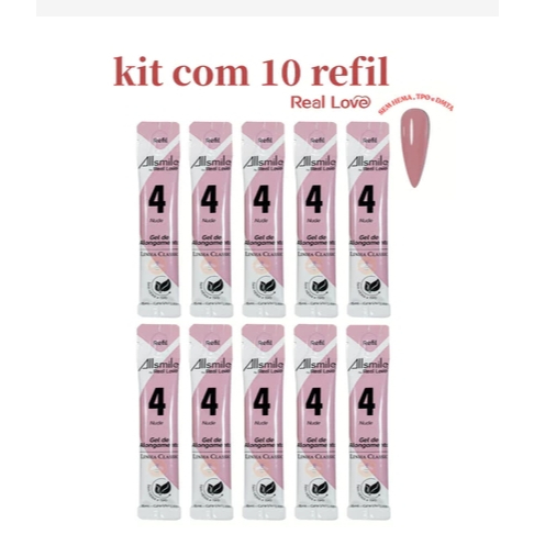 Kit 10 Sachês Refil Sculping Gel Unhas Linha Classic AllSmile 15ml Sem TPO/HEMA*allsmile