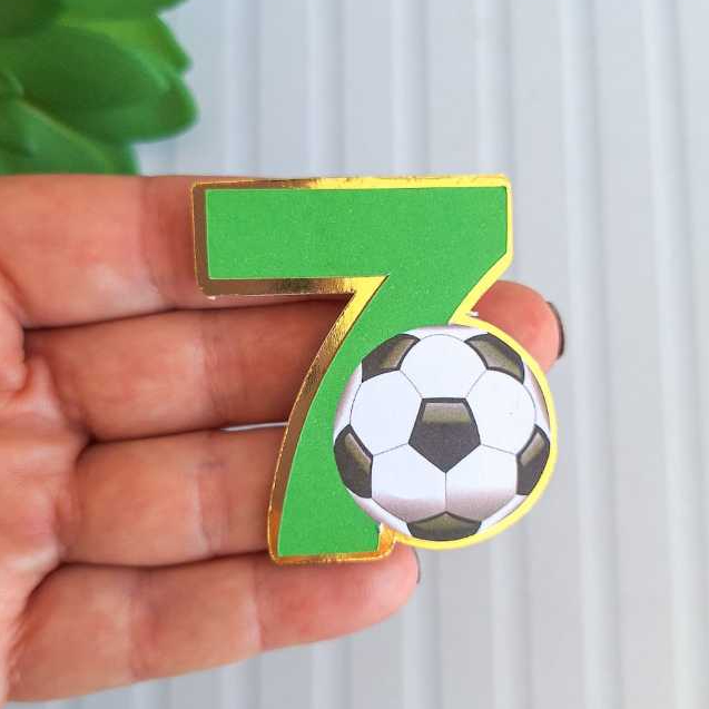 Aplique número 3D - número 7 - tag lembrancinha - caixinhas - personalizados - FUTEBOL