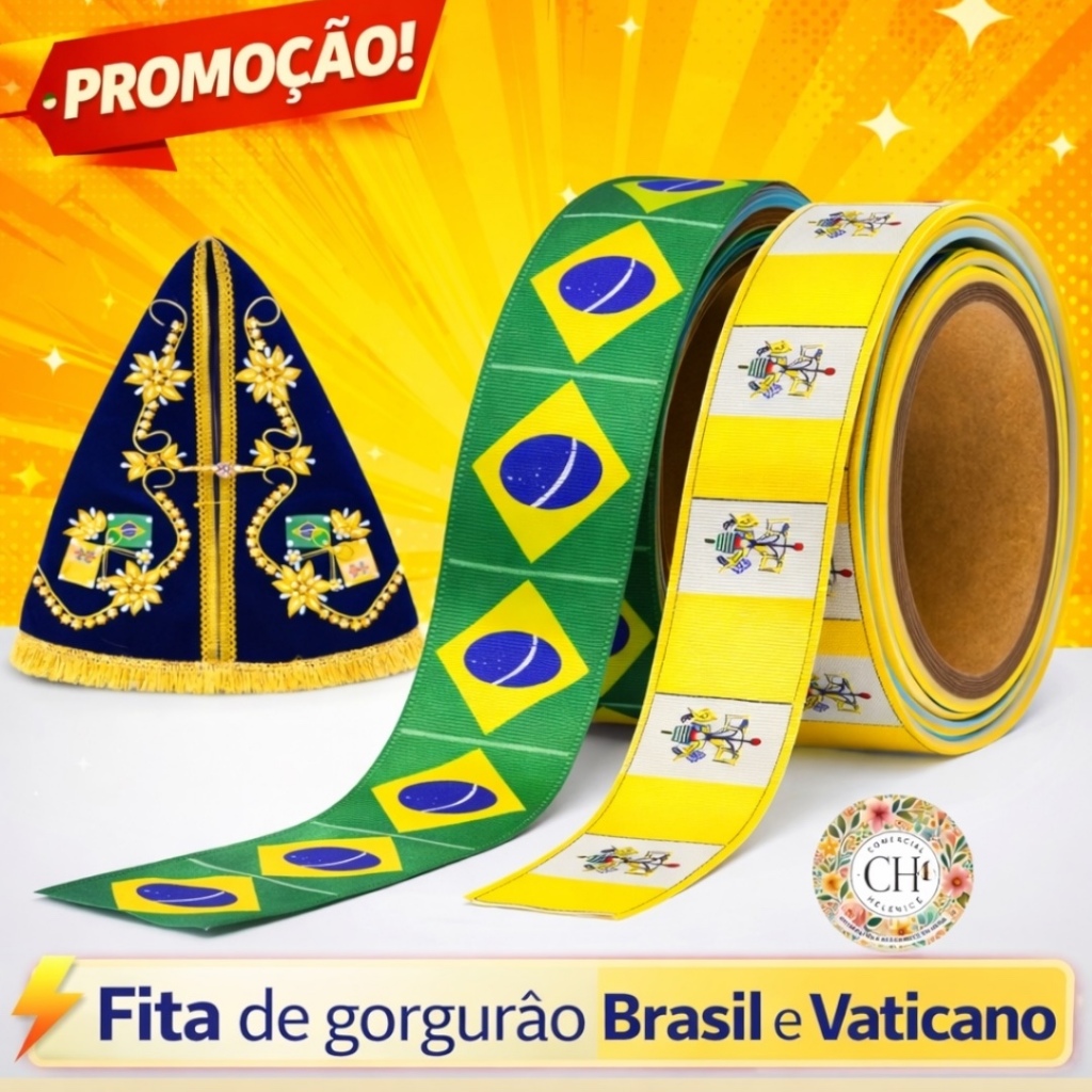 Fita Bandeira de Gorgurão  Brasil ou vaticano