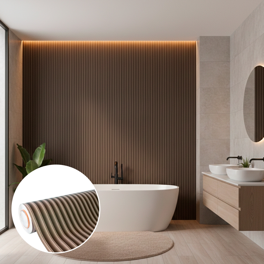 Revestimento Vinilico Formica Ripada Fendi (1,22m x 25,00m) Parede Decor Quarto Movel Lavavel