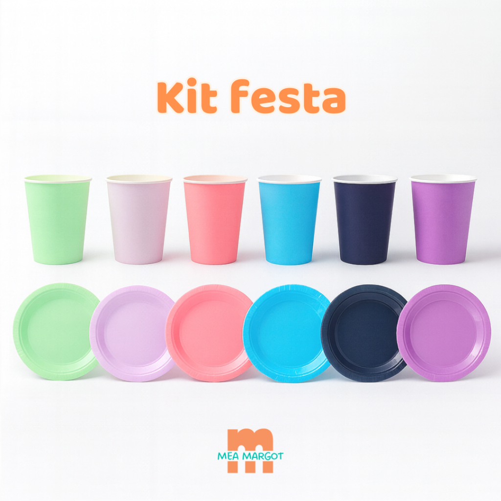 Envio Rápido - Kit 20 ou 40 Copos e Pratos Candy Color Festa Infantil e Aniversário em Oferta na Shopee