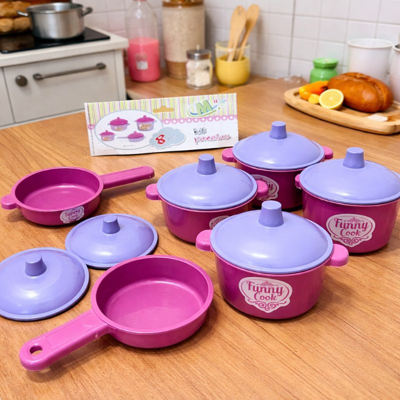Conjunto Panelinhas Infantil 8 Peças Brinquedo Cozinha Completa Menina Menino Faz de Conta