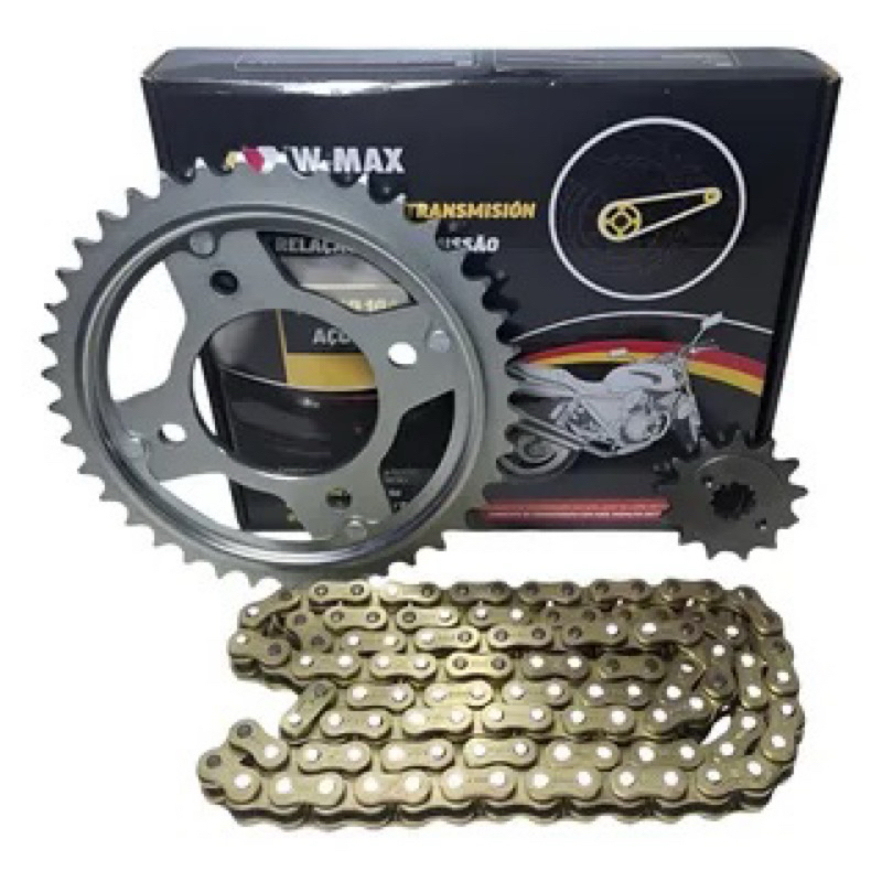 KIT RELAÇÃO CG 150 e 160 CORRENTE DOURADA V MAX COM RETENTOR