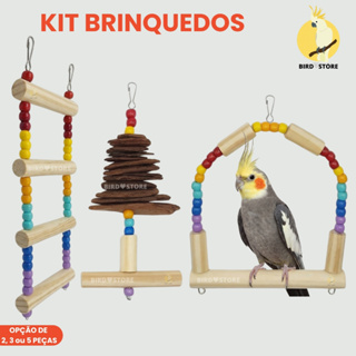 Brinquedos Para Calopsita Agapornis Periquito Ring Neck Aves kit Acessórios Brinquedo Para Gaiola balanço Poleiro em Oferta na Shopee