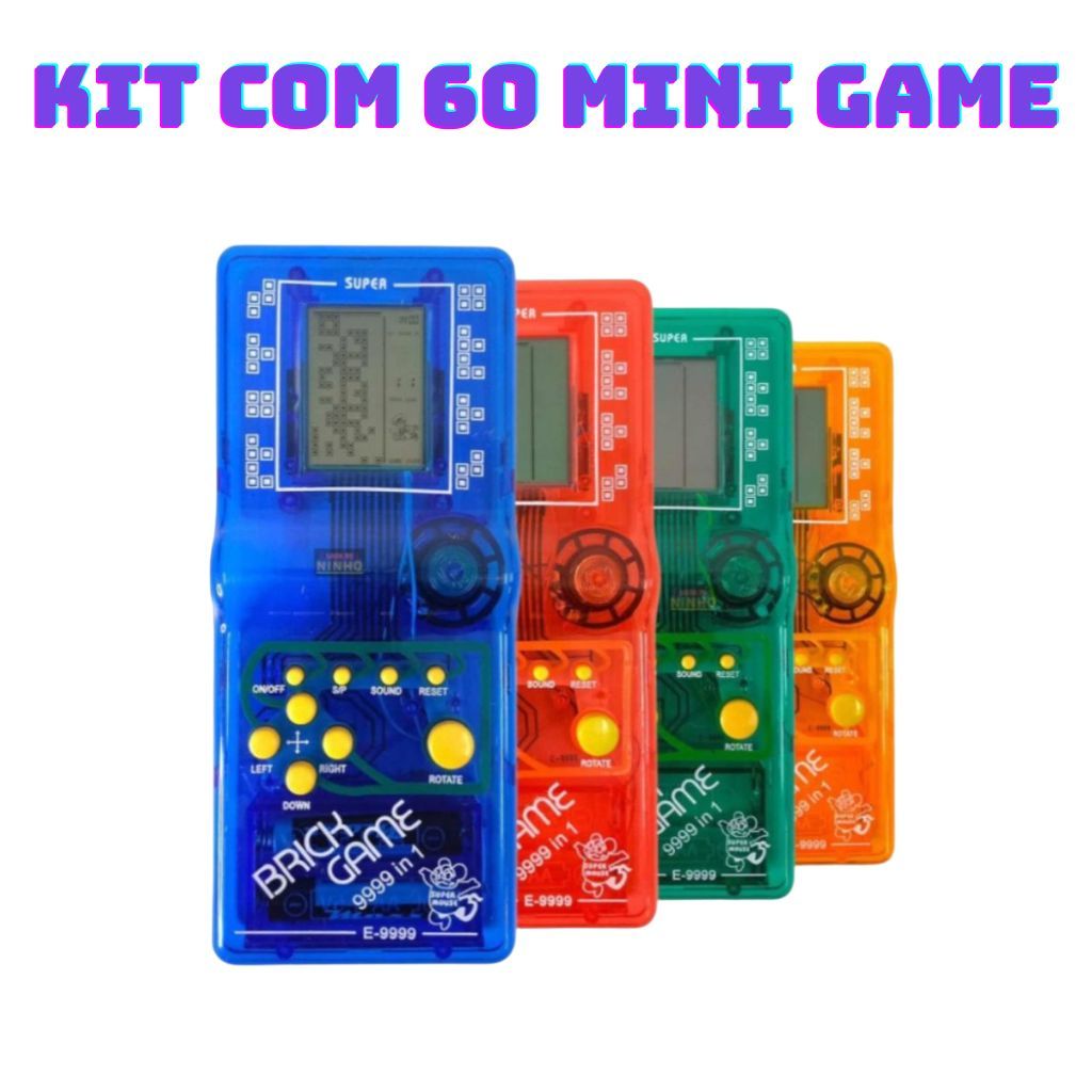 Kit 60 Mini Game Portátil Retro Brinck Game 9999 Jogos Envio Rápido Cores Sortidas
