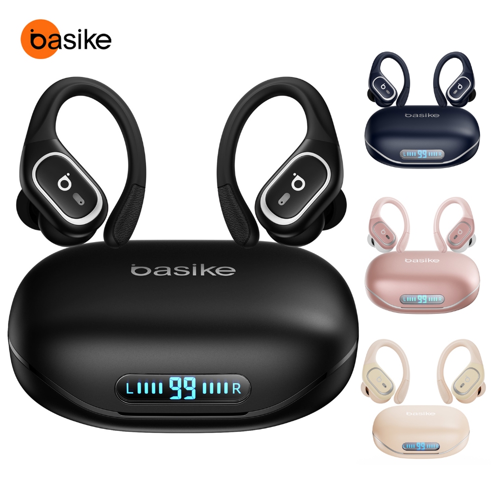 Basike Fones de Ouvido Clip-on, Bluetooth 6.0, Cancelamento de Ruído ENC com Dois Microfones