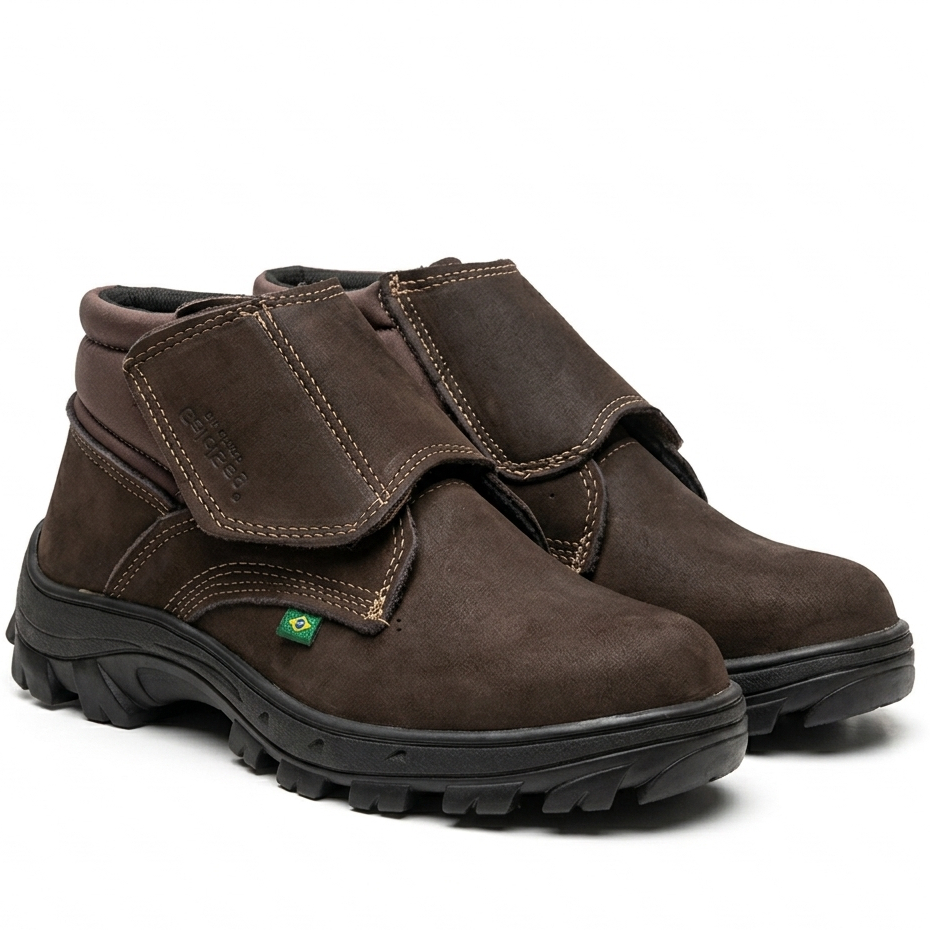 Botina Bota De Segurança Velcro Para Trabalhar Bico Pvc CA