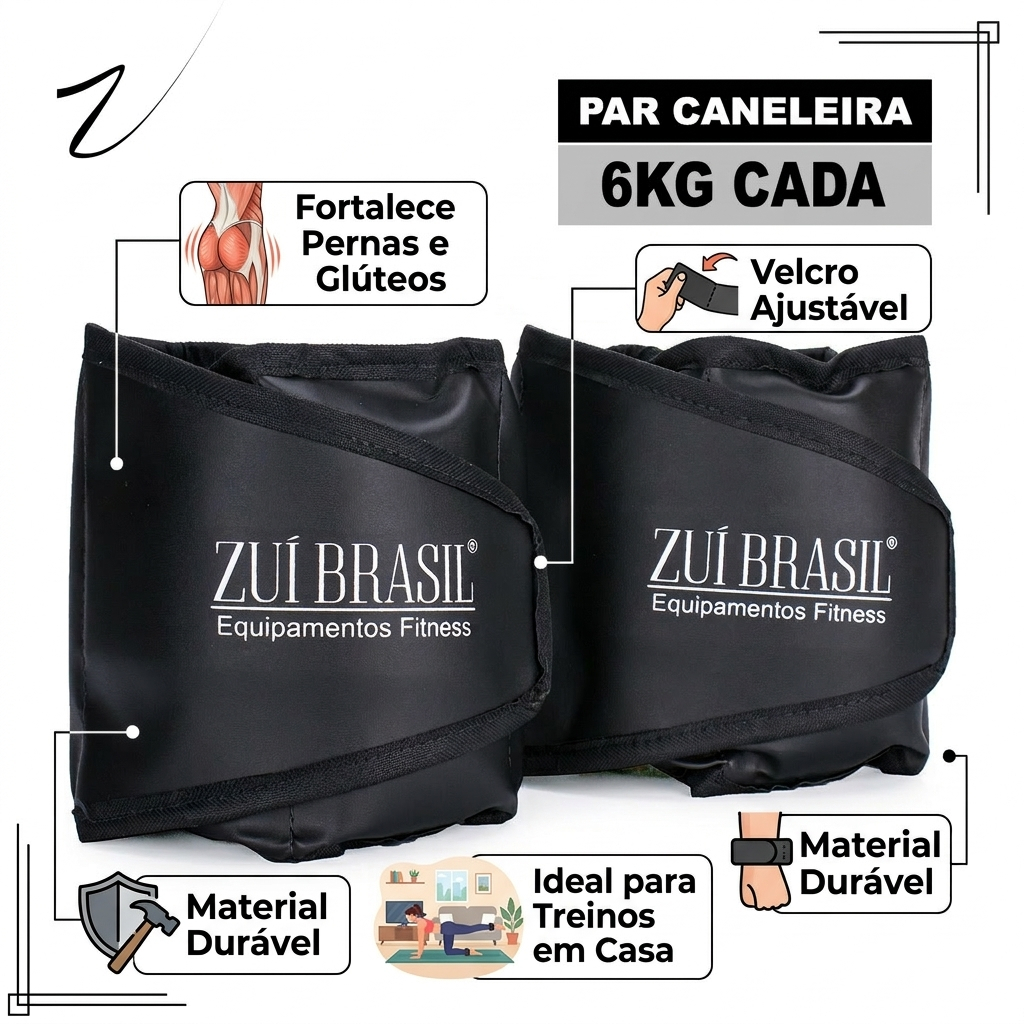 Par de Tornozeleira de Peso Caneleira 6kg Profissional Academia Treino em Casa Funcional