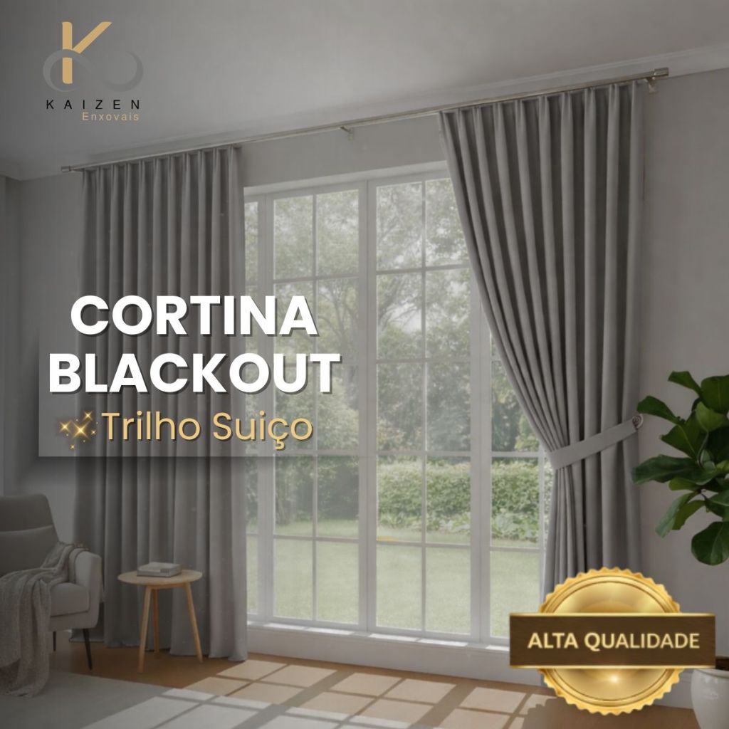Cortina Blackout Tecido 6 Metros para Trilho Suíço Para Quarto Sala Escritório Corta Luz em Oferta na Shopee