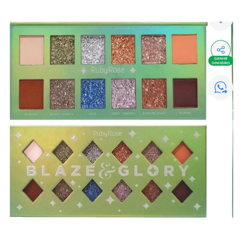 Nova Paleta De Sombras Ruby Rose Blaze Glory Hb1083