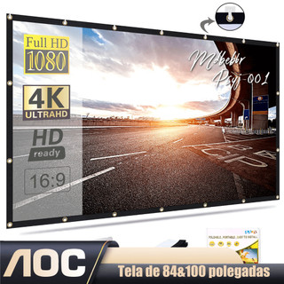 AOC Tela de Projeção De 84&100 Polegadas com Bordas Pretas | Imagem Nítida e Cinema em Casa