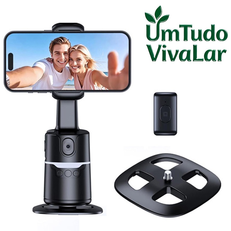 Seguimento automático do rosto| Kit de vlog iPhone rotativo de 360 ° (inclui controle remoto, não requer APP)