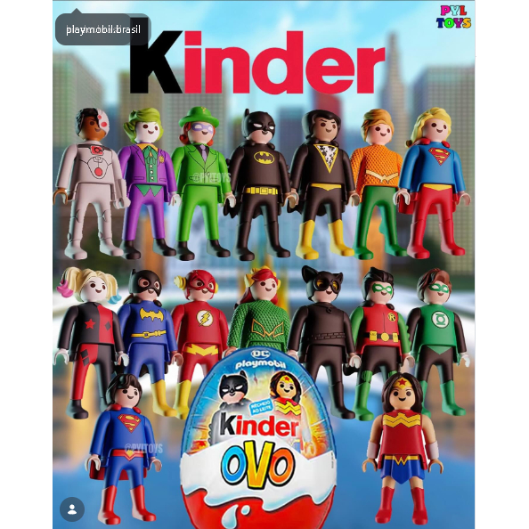Brinquedo Colecionável Kinder Ovo - Playmobil Coleção DC Comics variados bonecos