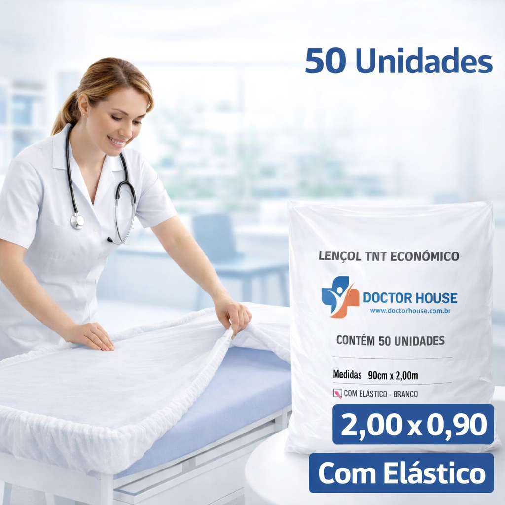 50 Lençol Descartável TNT Branco Maca 2,00x0,90 com Elástico Uso Clínico Consultório em Oferta na Shopee