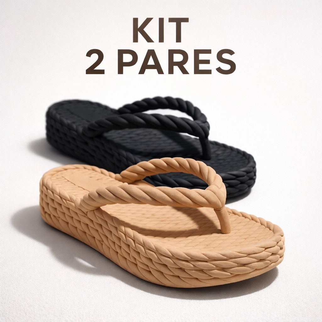 Kit 2 Pares Chinelo Plataforma Nuvem Sandalia Feminino 3 Tranças Casual Estilo Piccadilly Ortopedica