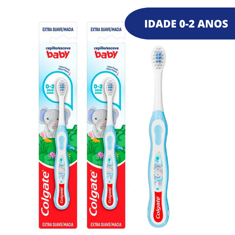 2X Escovas Dentais Baby Smiles Colgate 0-2 Anos | COR: AZUL