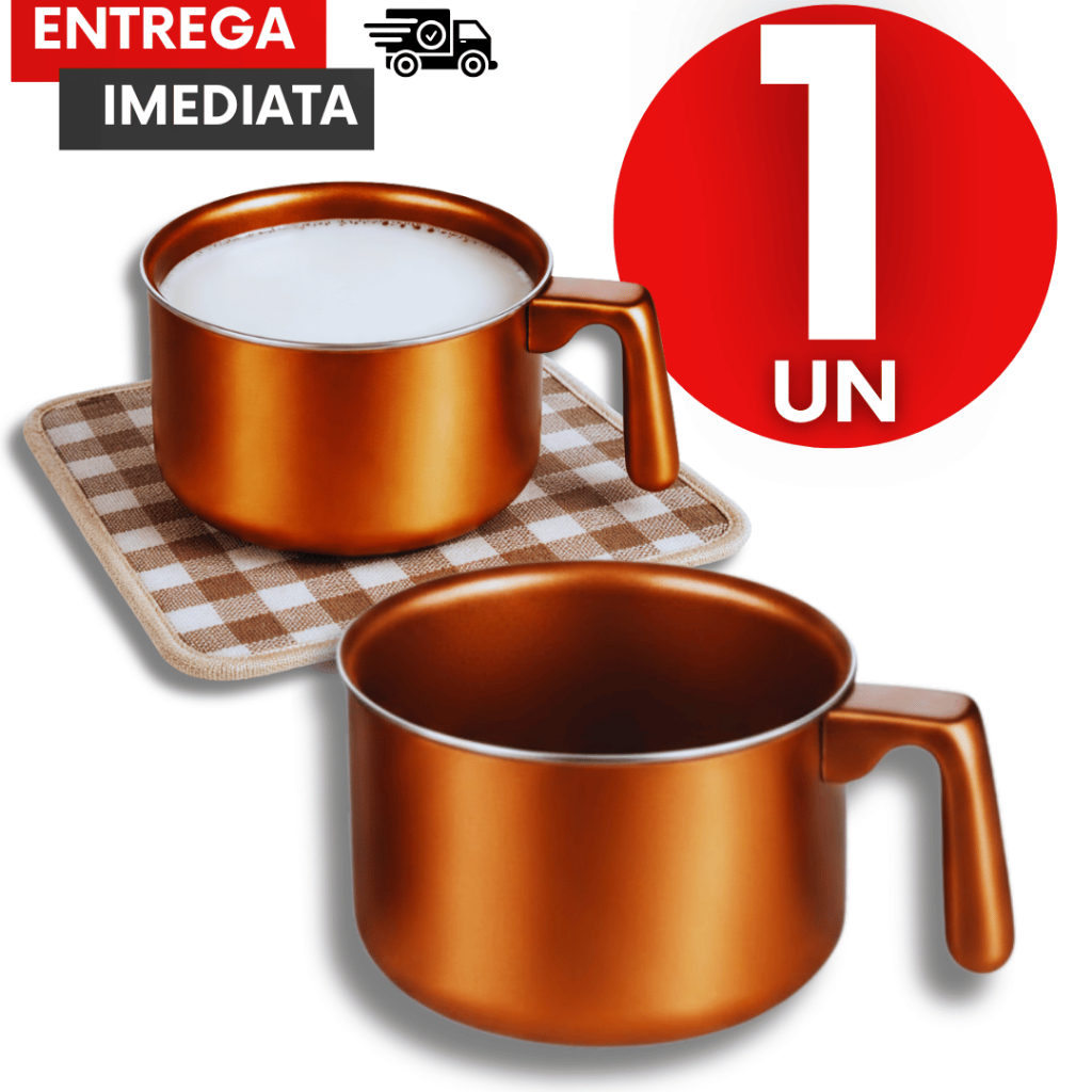 Conjunto Leiteira Estilo Cobre Antiaderente 14Cm Ferver Agua Leite Chá Multiuso Panelas Utilidades