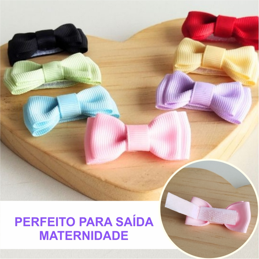 7 Laços de Bebê Recém Nascida Lacinhos Menina Cabelo Infantil Velcro Saída Maternidade Fotos Newborn