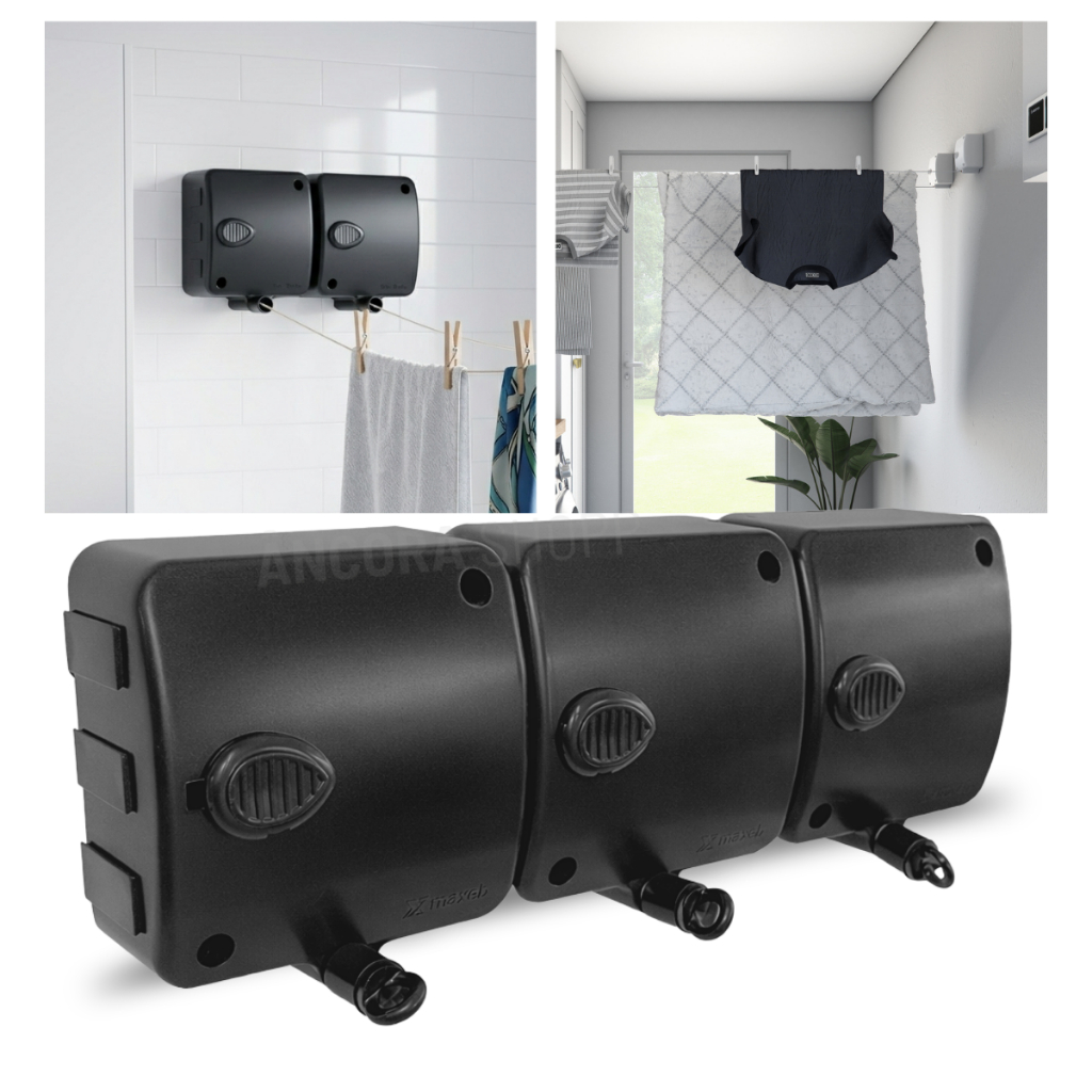 Kit 3 Varal Automático Modular de Parede 6m Compacto Para Apartamento Lavanderia Roupas Resistente