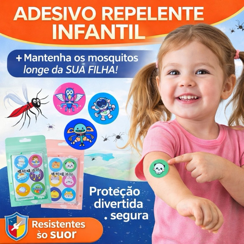 Adesivo Repelente Infantil Kit  36/72/108 Adesivos Mosquito Adesivo  Natural Citronela Infantil