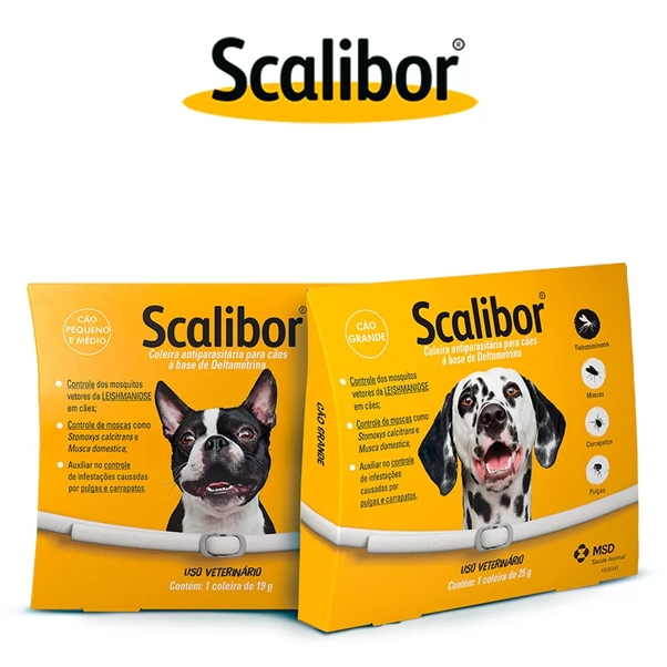 Coleira Scalibor P/G - 48cm e 65cm Leishmaniose  Antipulgas Carrapatos P/ Cães MSD