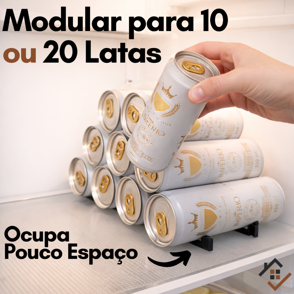Organizador de Lata Dispenser Porta Garrafa Latas Geladeira Multi Uso