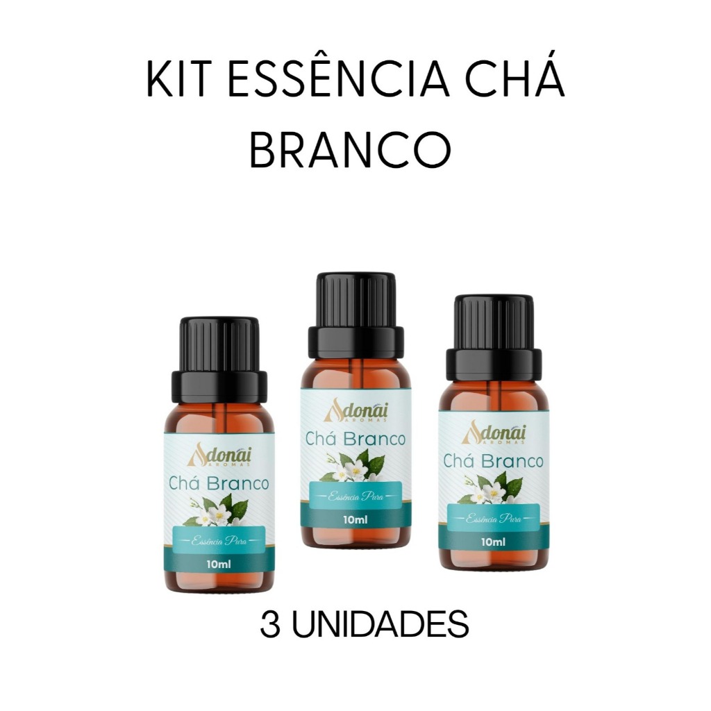 Kit  3 Essência Chá Branco 10ml Aroma Suave Sofisticado Casa Limpa Difusor Elétrico Umidificador