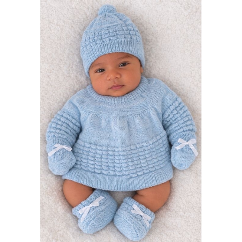 CASACO DE BEBÊ - TAMANHO RN - KIT DE GORRO, LUVINHA E SAPATINHO - LÃ - TRICÔ - SAÍDA DE MATERNIDADE