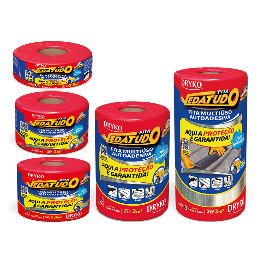 Fita Manta VedaTudo Alumínio 5 a 30cm x 10 Metros Dryko