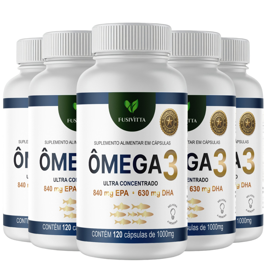 Kit Com 5 Ômega 3 Plus Ultra Concentrado 840mg Epa + 630mg Dha 120 Cápsulas 1000mg Óleo De Peixe FusiVitta