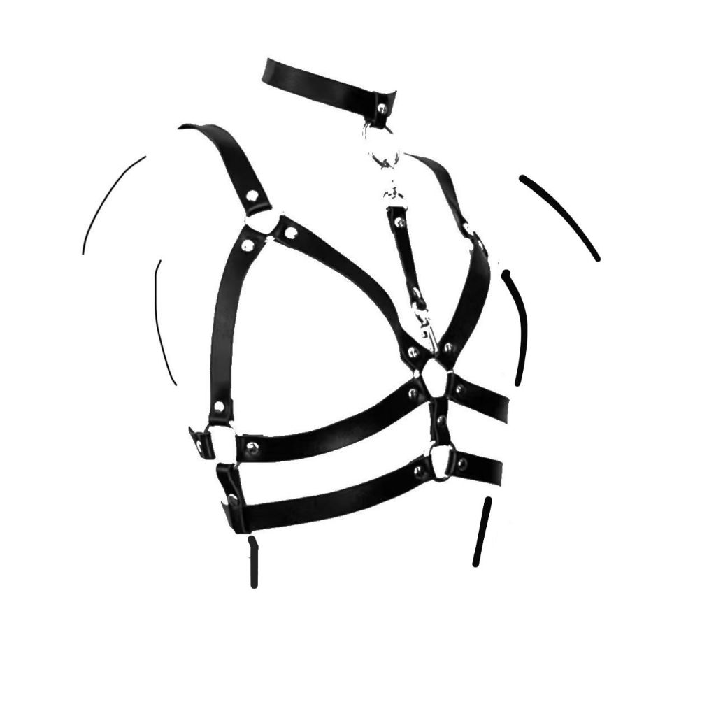 Harness BUSTO Cropped Sexy Arreio em couro sintetico Arnês Coleira em Oferta na Shopee