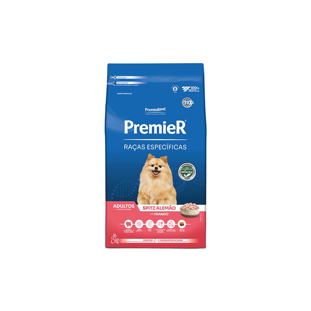 Ração PremieR Pet Cães Adultos Raças Específicas Spitz Alemão Frango 1kg