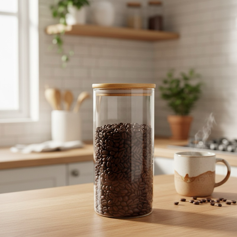 Pote Hermético Transparente com Tampa de Bambu | Porta Mantimentos, Grãos, Massas e Alimentos