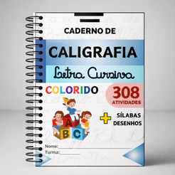Caderno Caligrafia Infantil Letra Cursiva Alfabetização