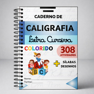 Caderno Caligrafia Infantil Letra Cursiva Alfabetização em Oferta na Shopee