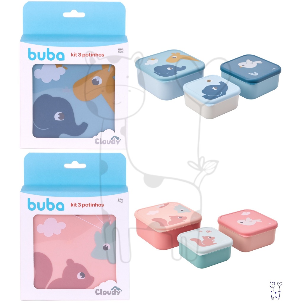 Kit 3 Potes Buba Cloudy Pote Infantil Armazenar Papinha Lanche Bebê Pote Alimentação Bebê BPA Free
