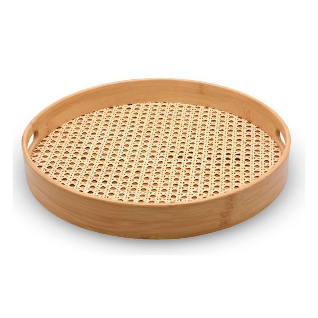 Bandeja Redonda De Bambu 35cm Oikos