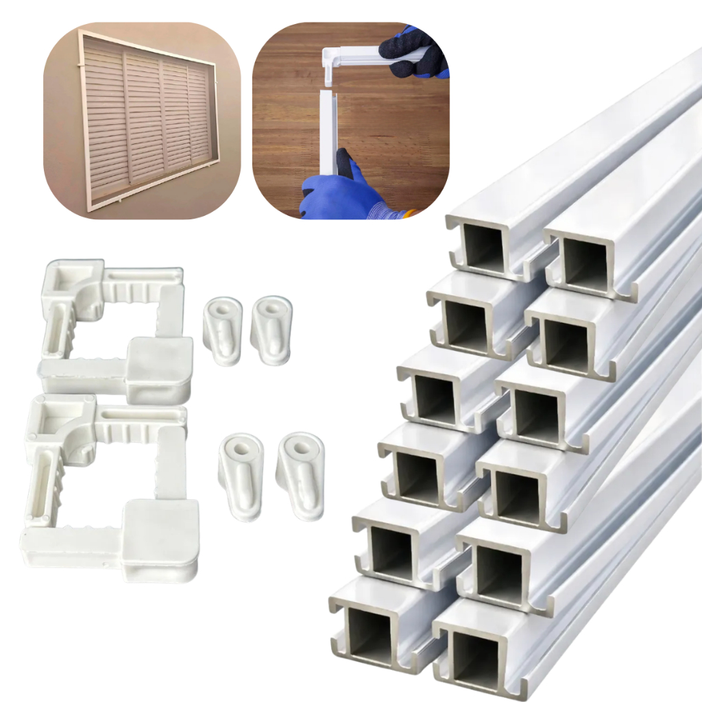 Kit 12 Perfis Tela Mosquiteira Alumínio A058 Branco 60m Anti Insetos Avulso + Acessorios