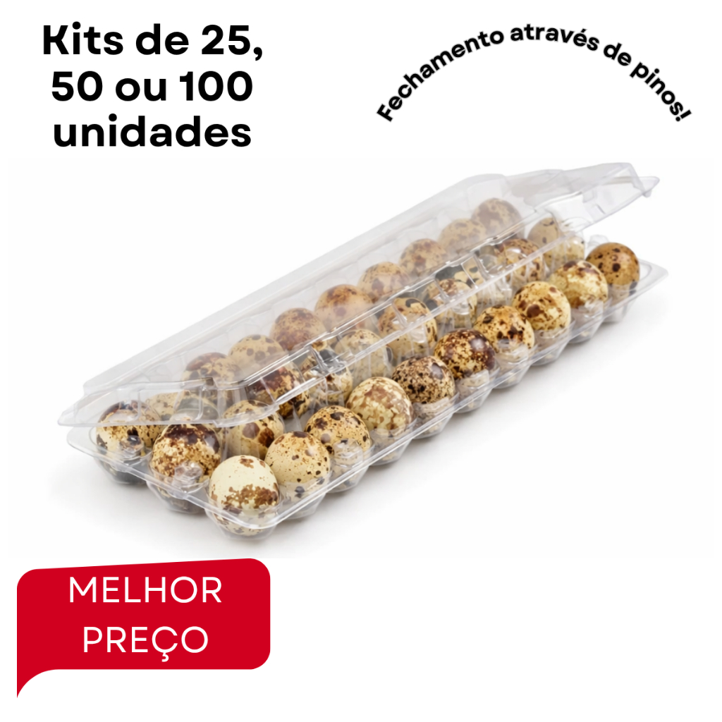 Embalagem Para 30 Ovos De Codorna 25/50/100 Unidades Cartela Caixa P/ Ovos