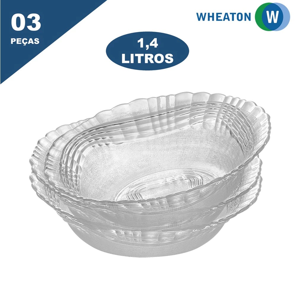 Tigela de Vidro Crystal saladeira ou centro de mesa 1.4L Wheaton