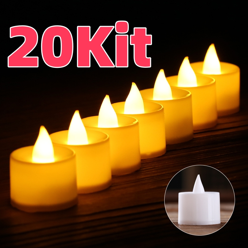 20 Unidades Vela Led Eletrônica Amarela Linda Decorativa Com Baterias/Festa/Casamento/Decoração em Oferta na Shopee