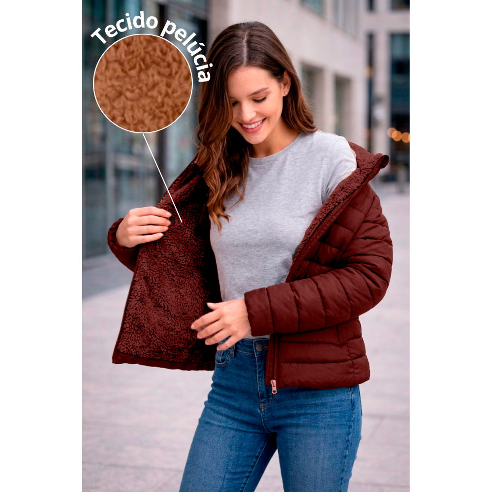 Jaqueta Bomber Feminina Peluciada Premium Poliéster 2307 em Oferta na Shopee