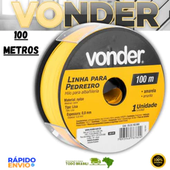 Linha De Nylon Para Pedreiro Lisa 0,8 mm x 100 m Amarela VONDER Resistente Original Premium