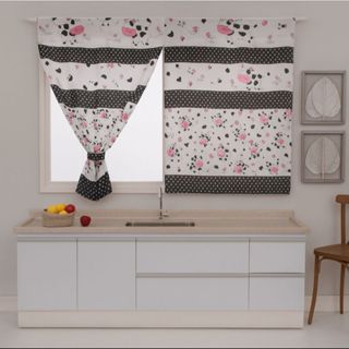 Cortina de Janela Para Cozinha Decorada e Organizada Tecido Oxford Nacional 100% Poliéster em Oferta na Shopee