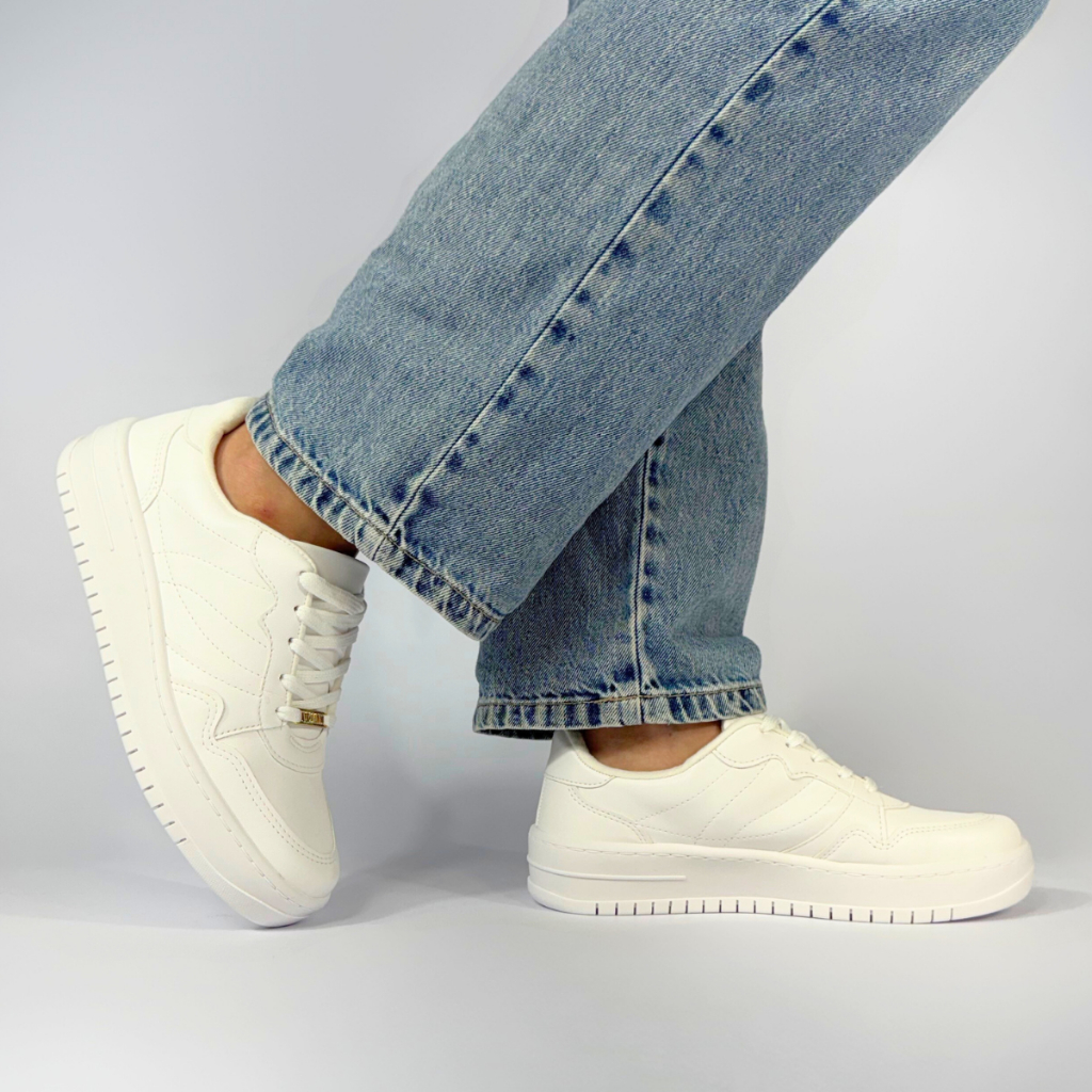Tênis Casual Branco Feminino Sola Reta Vizzano Confortável em Oferta na Shopee