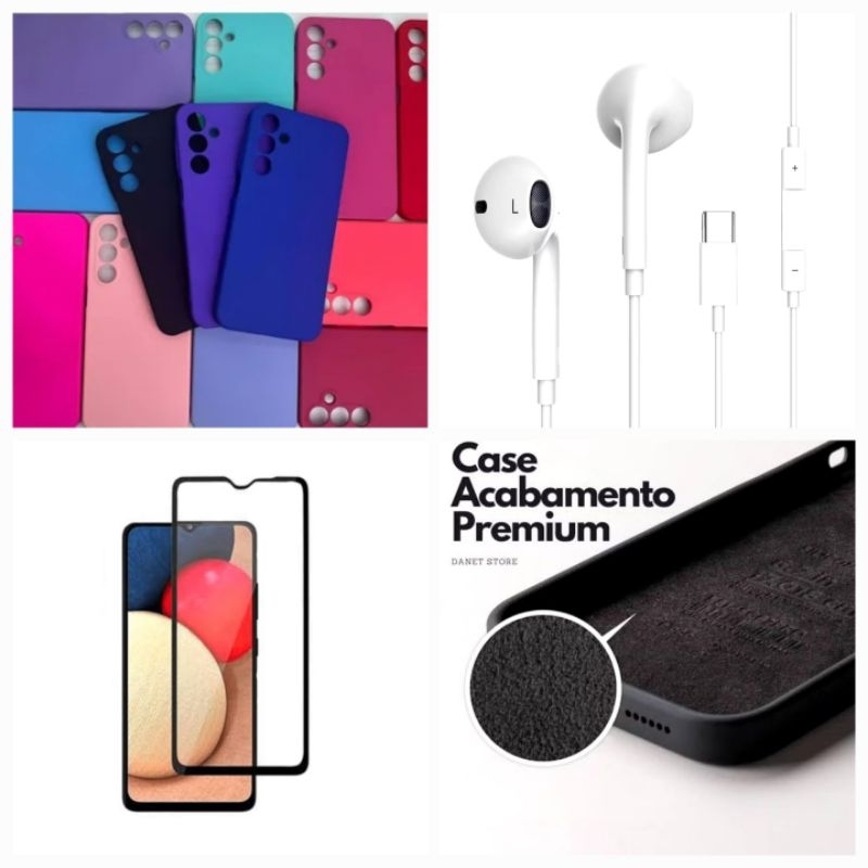 Capinha case + película + fone de ouvido para Samsung Galaxy M54/M52 5G/M34/M35/
