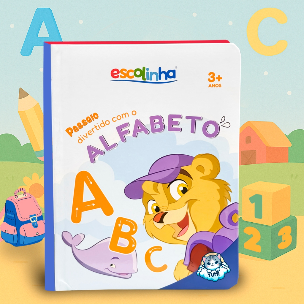 Livro Infantil Aprendendo o Alfabeto Ilustrado Divertido Folhas Duras